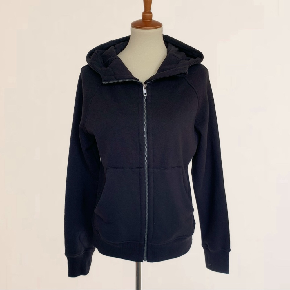 Zyia Active Black Full Zip Kangaroo Pocket Hoodie Size Large